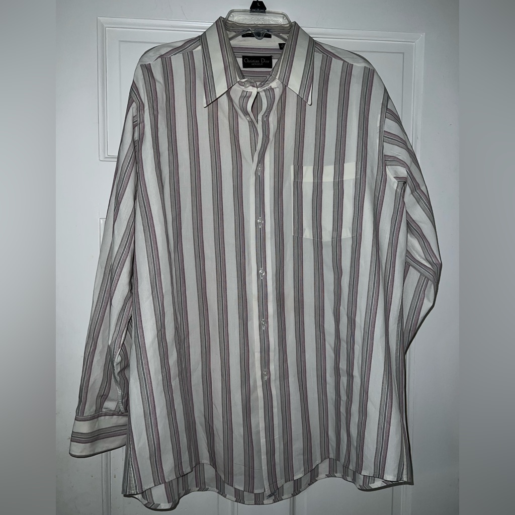 Dior Button Down Purple Striped White